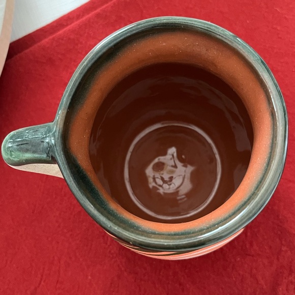 Mexican Hand-painted Red Clay Coffee Mug Pottery Folk Art Cup/Bowl Peach/Tan, 4” - Picture 3 of 5